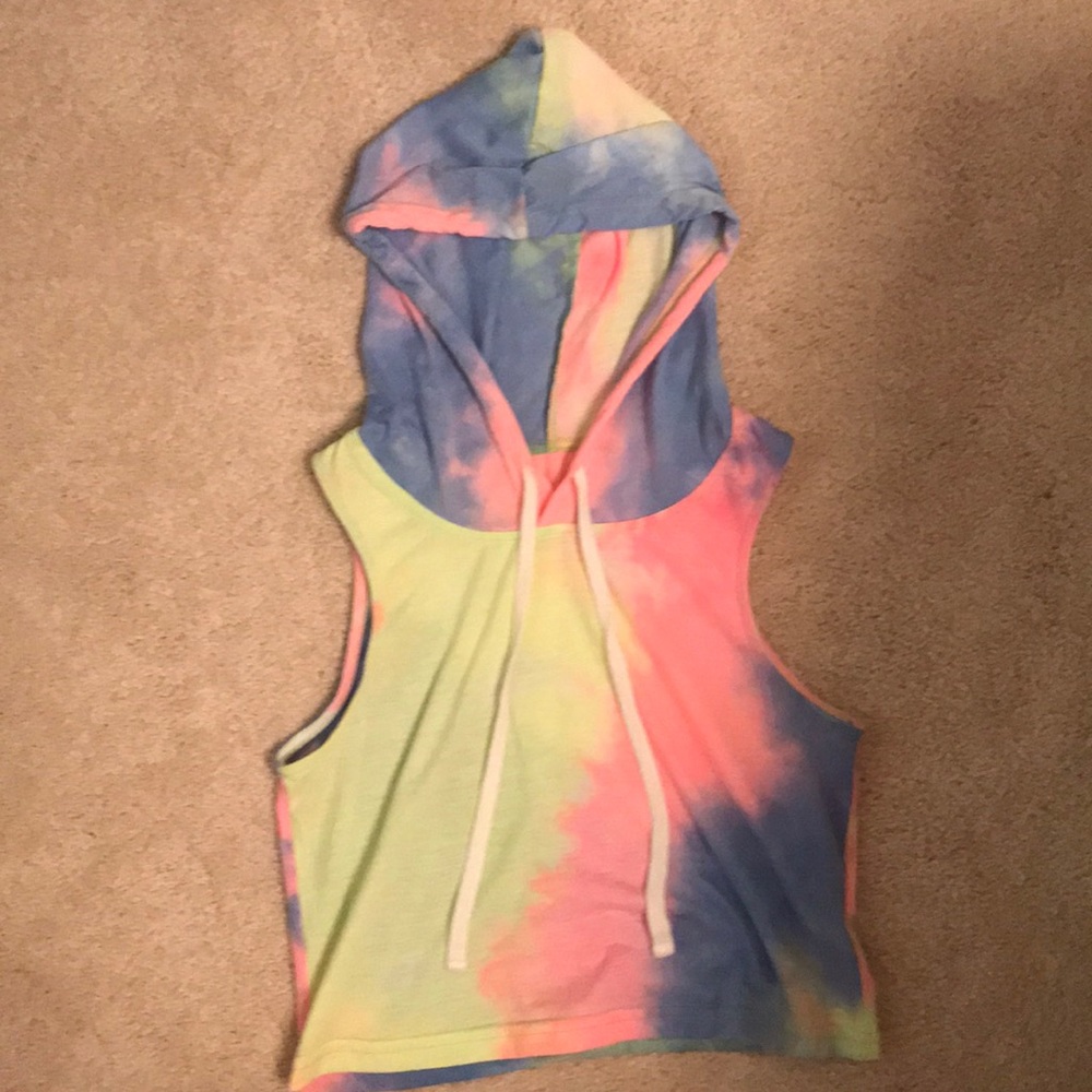 Vibrant Tye Dye Hooded Sleeveless Top